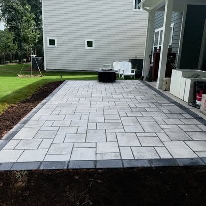 Paver Patio Extension project by Andrew's Landscaping in the Charlotte NC area